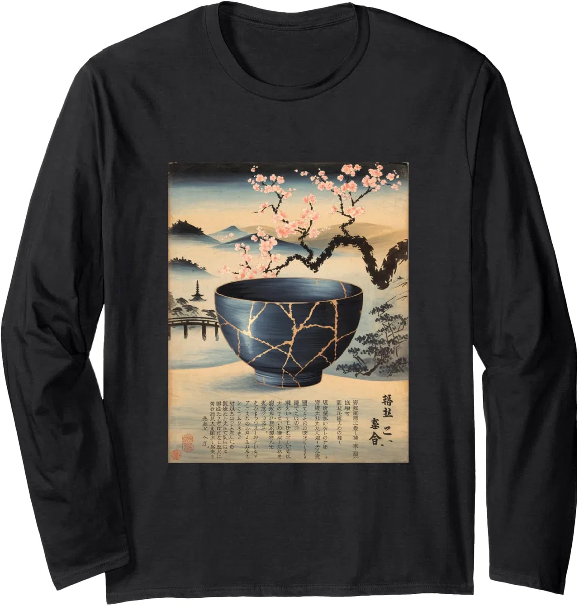 Kintsugi - Olla de reparación de cerámica japonesa dorada Manga Larga