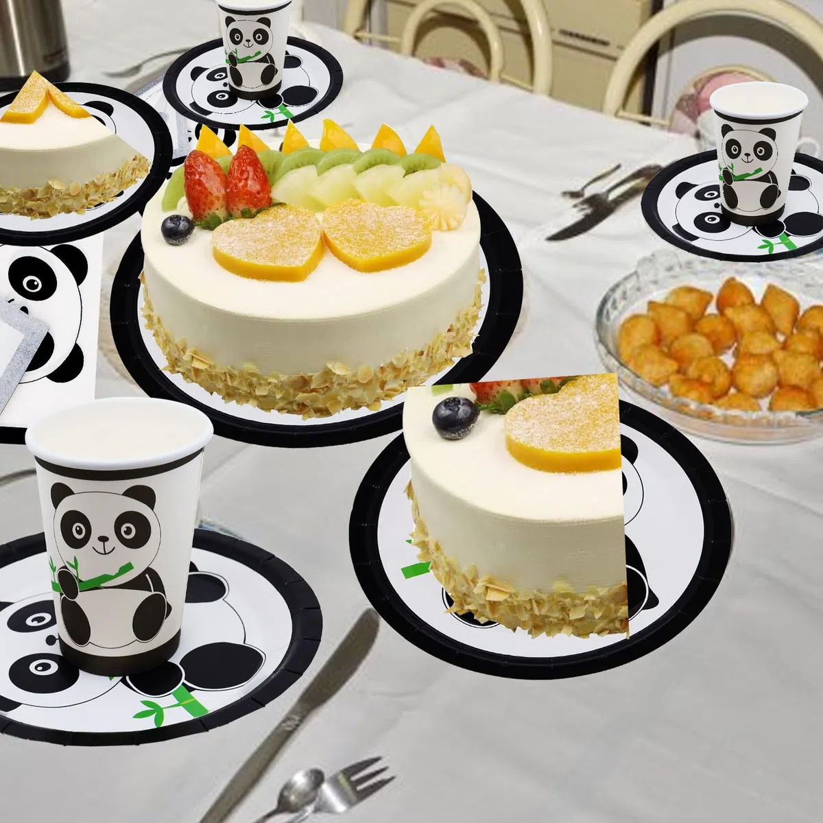 Vajilla Panda, Set de Decoración para Cumpleaños y Fiesta