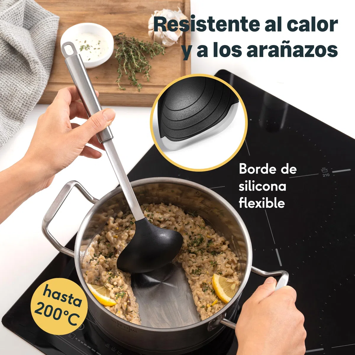 SILBERTHAL Cazo para sopa - Silicona y acero inoxidable - Con escala de medidas