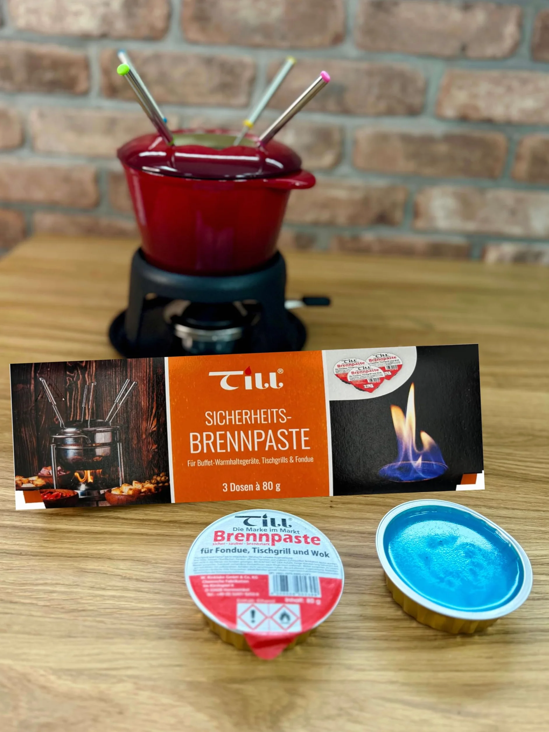 Till Brennpaste - Juego de 2 quemadores de fondue para gel/pasta de fondue (6 tarros de 80 g)