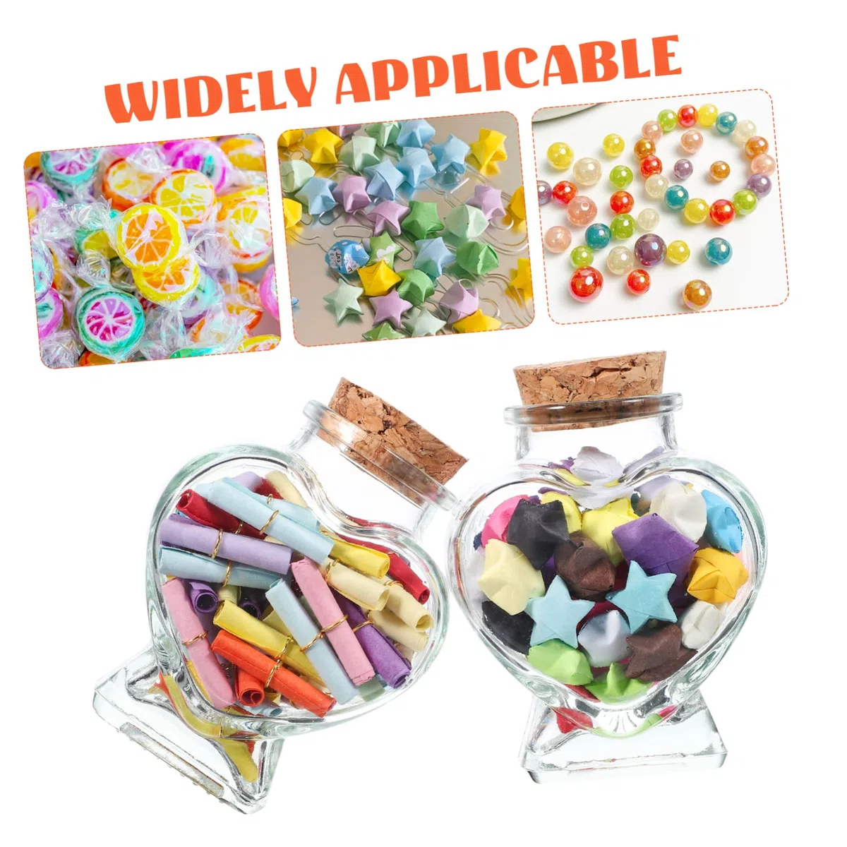 Yardenfun Envases de Vidrio DIY 50 Ml Corcho en Forma de Corazón, 2 Frascos para Mensajes y Recuerdos Obsequios