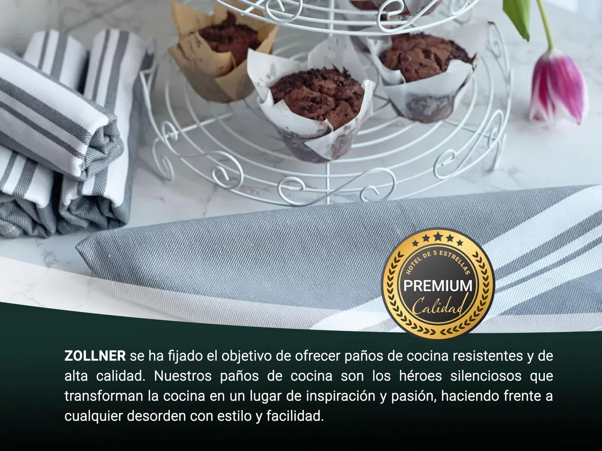 ZOLLNER 5er Set paños de Cocina 100% algodón, 50x70 cm, Gris.