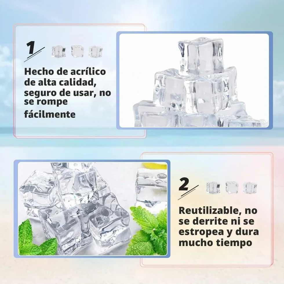 THATSRAD 60 PZS Cubitos de Hielo Reutilizables Transparentes 2cm Cubitos de Hielo de Acrílico Cubitos de Hielo Falsos Reutilizable de Cubo Hielo Falso para Artificiales, Fotografia, Decoración de Boda