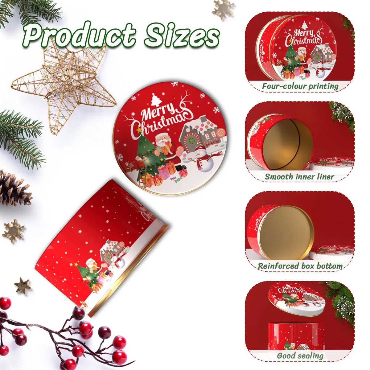 8 cajas de metal con tapa, mini cajas de galletas navideñas, latas de almacenamiento de Navidad, mini latas de metal para dulces y aperitivos
