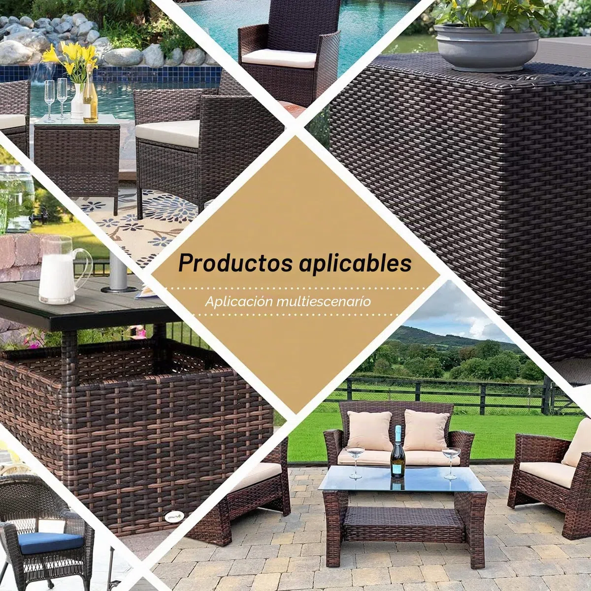 Cinta plana impermeable de mimbre sintético para reparación de muebles de jardín, patio, sillas de ratán