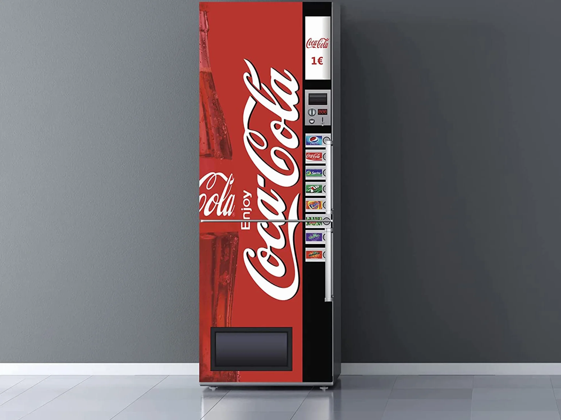 Oedim Pegatinas Vinilo para Frigorífico Máquina expendedora Cocacola, Vinilo Premium | 185x60cm | Adhesivo Resistente y de Fácil Aplicación | Pegatina Adhesiva Decorativa de Diseño Elegante