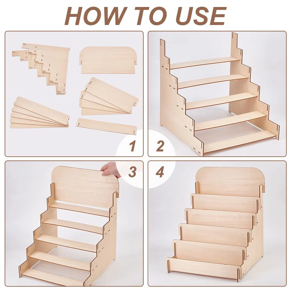 PH PandaHall Soporte para tarjetas postales de madera de 5 niveles, portatarjetas postales para fotos, vendedor, mostrador de ventas, tarjetas de felicitación