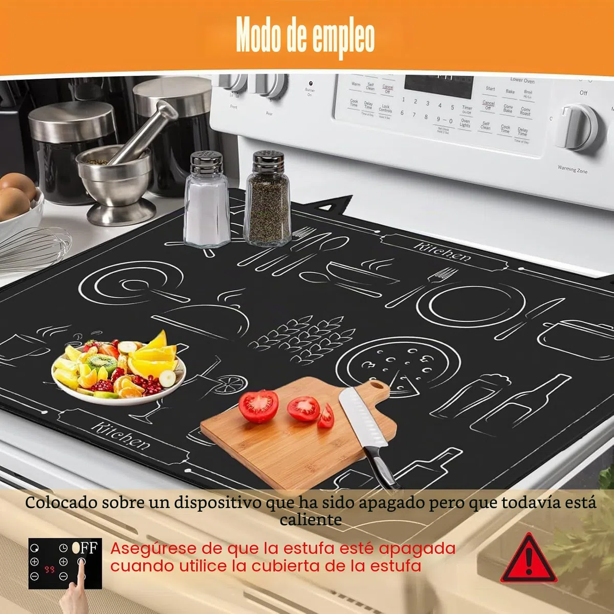 Alfombrilla Protectora para Cocina de Inducción 62x53cm, Placa de Cubierta de Cocina,Tapete de Inducción Silicona, Anti-Rasguños Antideslizantes Resistente al Calor para Placa de Inducción (figure)