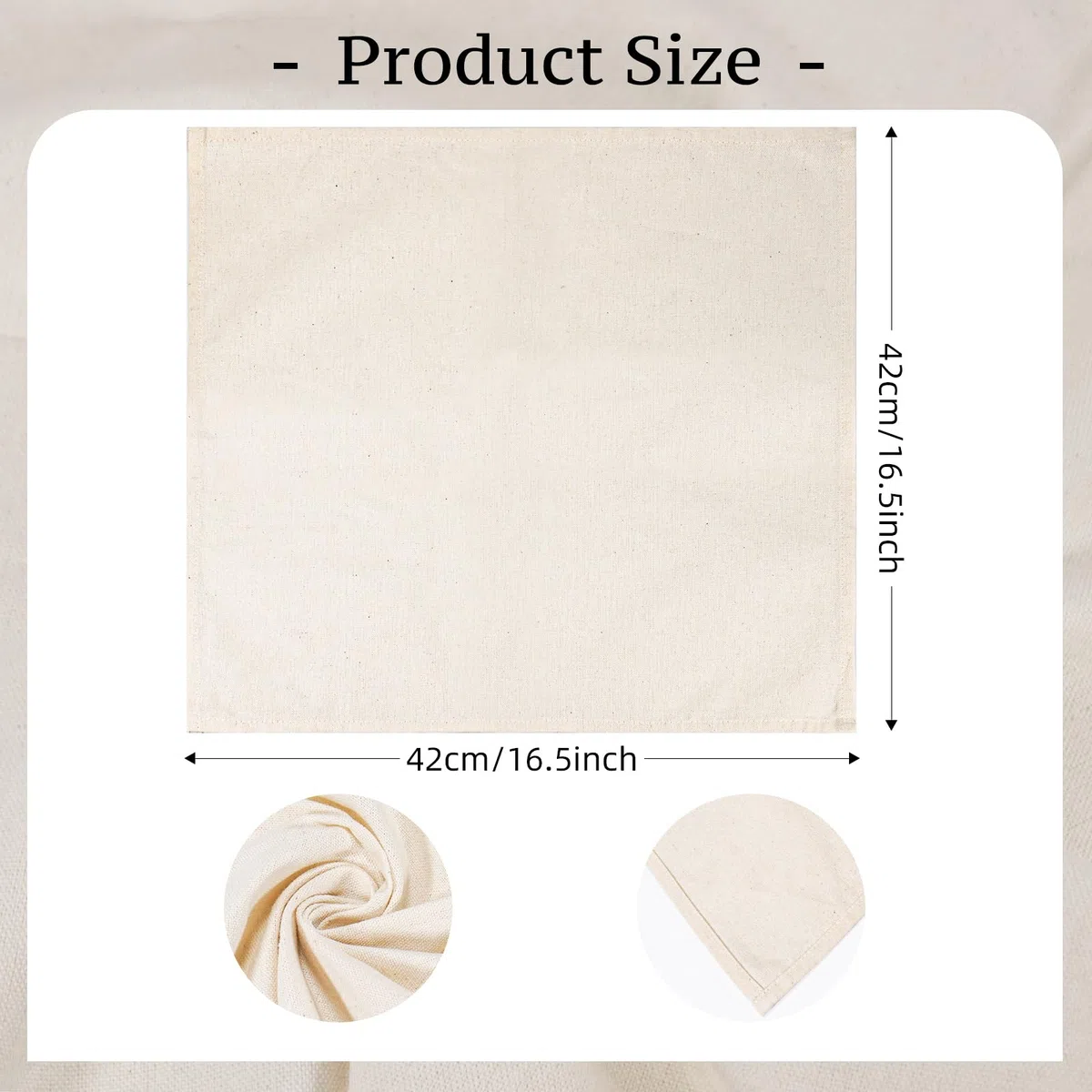 6 servilletas de lino y algodón, 42 x 42 cm, servilletas de gasa reutilizables para fiestas, bodas, hogar, despedidas de soltera, decoración de mesa, color beige
