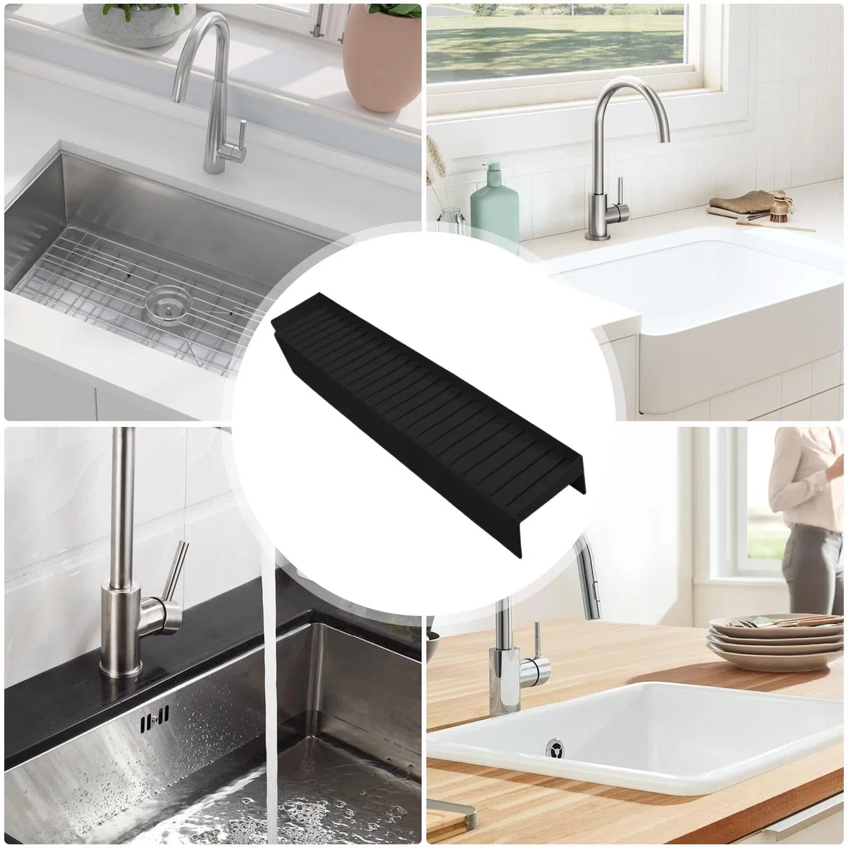 Protector de Bordes de Silicona para Fregadero de Cocina, protección antigolpes para lavabos de baño, Accesorios de Cocina para Cuarzo, Granito, Salpicaduras de baño
