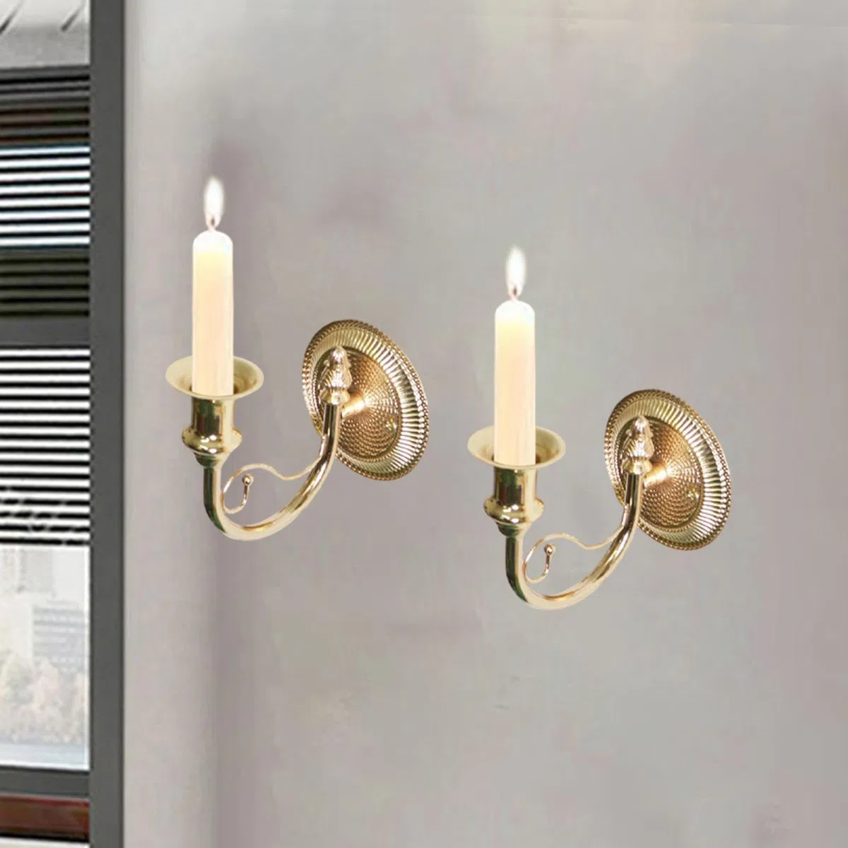 2 Apliques de Pared, Porta Velas Retro, Decoración de Aniversario Y Rústico, Oro, Individual