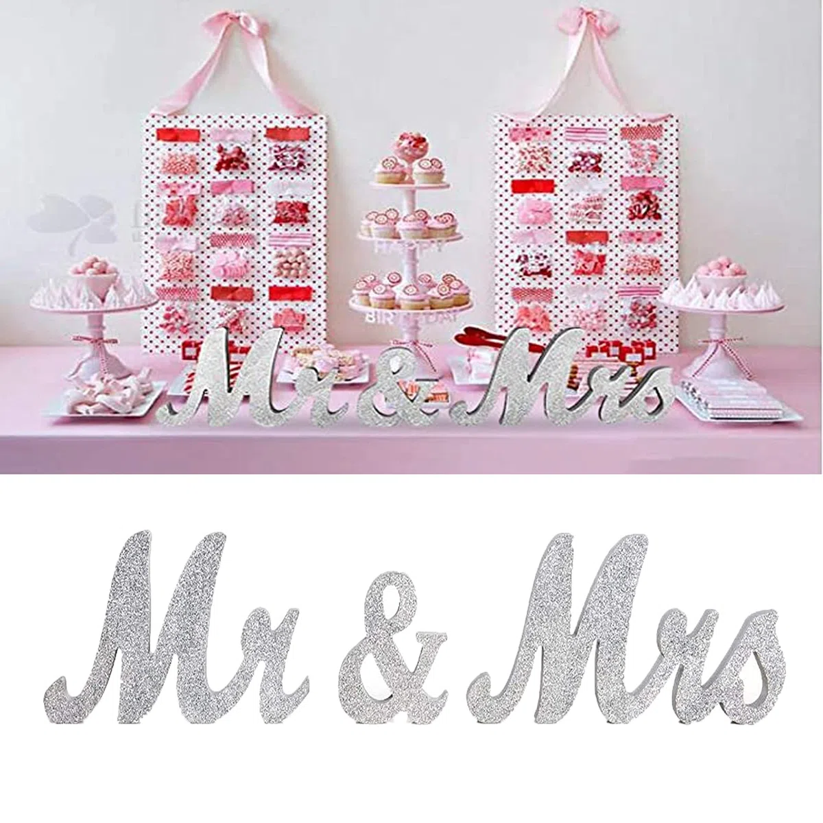 Letras de Madera Decorativas, Mr and Mrs Boda, Palabras en Madera Decoración, Letras Madera para Mesa, Mr Mrs Letras Perfecto Para Mesa De Boda, Soporte de Letrero de Boda para Decoración del Hogar