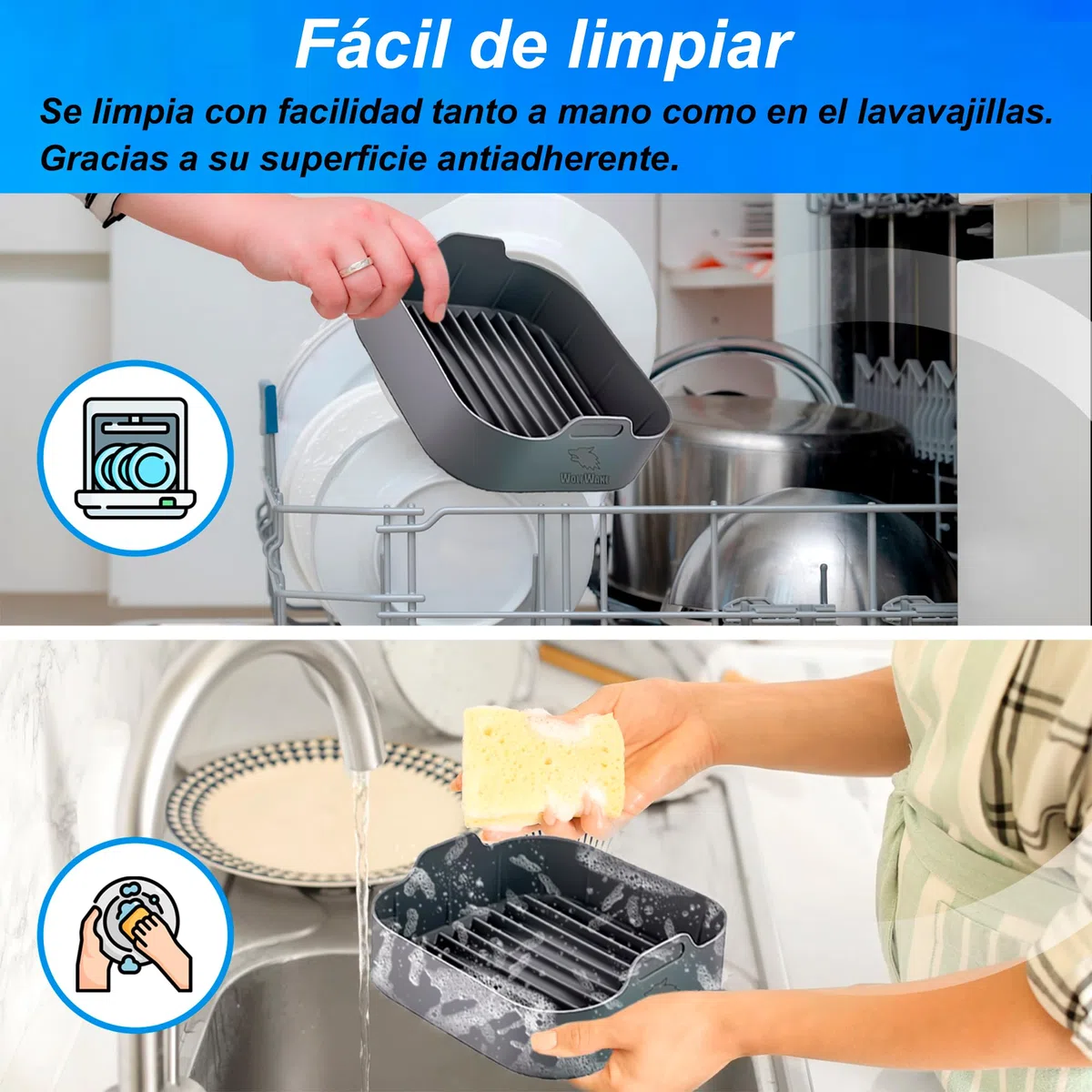 20CM Molde Silicona Freidora de Aire con Alfombrilla Perforada - Accesorios Air Fryer compatible Cecotec 5/5.5/6L, Cosori 4.7/5/5.5/6/6.2L, Moulinex 5L, Philips 6.2L, Horno y Microondas
