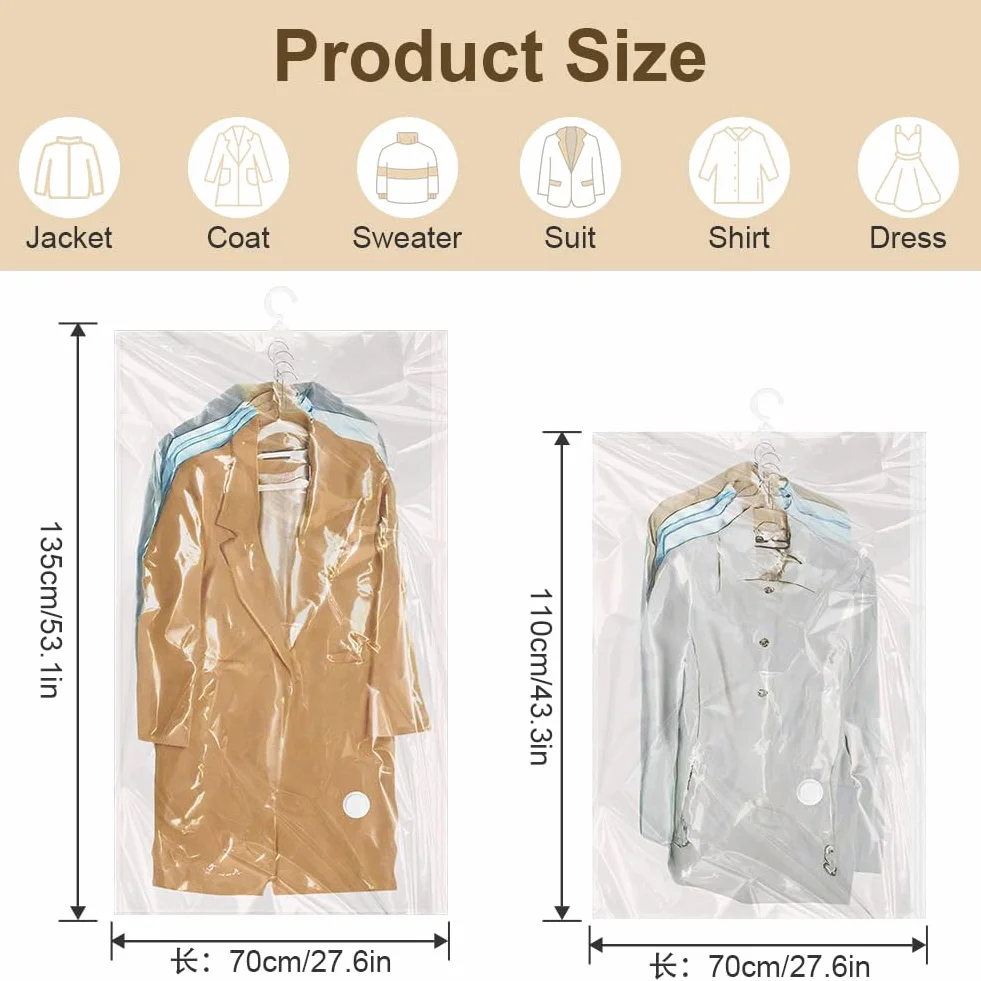 flintronic 4pc Bolsas al Vacio Ropa, Bolsas Colgantes de Almacenamiento al Vacío, Bolsas de Vacio Reutilizable, con Bomba EléCtrica, para Ropa Trajes Abrigos Chaquetas Vestidos