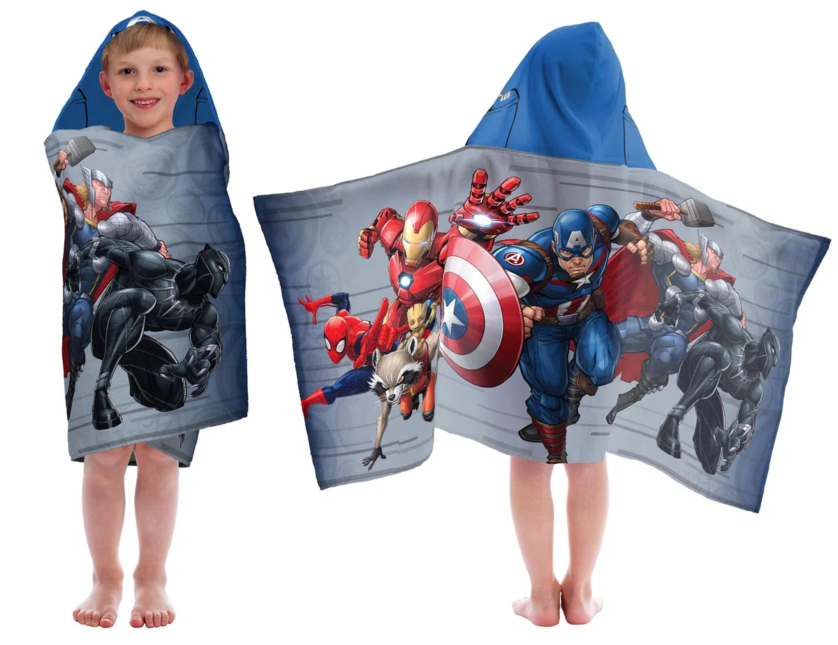 Jay Franco Avengers Creeper – Poncho de baño con Capucha 56 x 130 cm, 100% algodón Suave, niños
