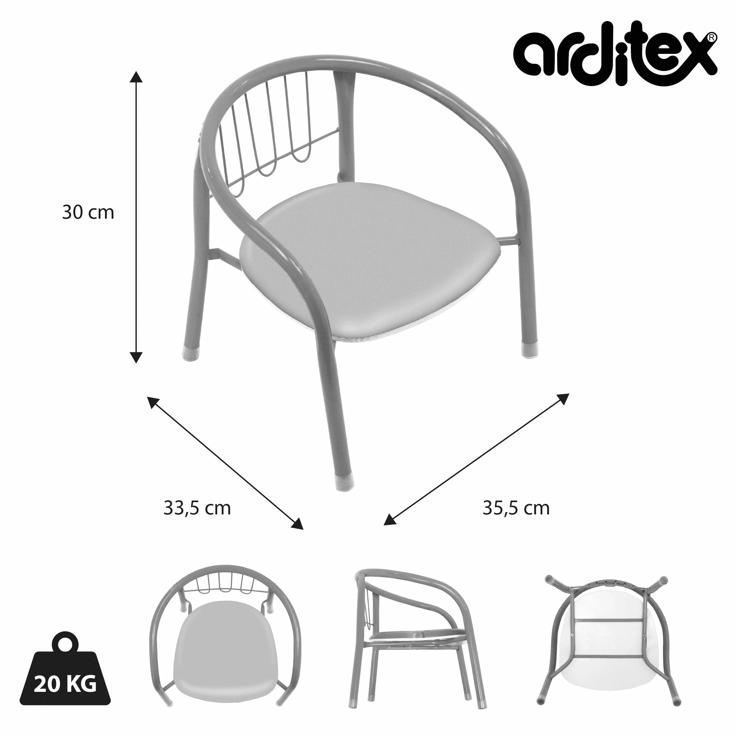 ARDITEX Silla de Metal de 35.5x30x33.5cm de Unicornio