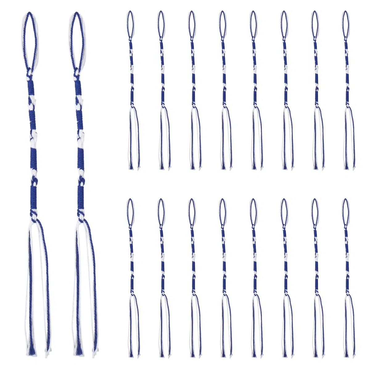 GLOBLELAND Juego de 18 adornos colgantes de borlas de algodón azul y blanco, juego de borlas de algodón tradicional judío para decoración del hogar, borlas para pantalones, jeans, hebreos, hombres o