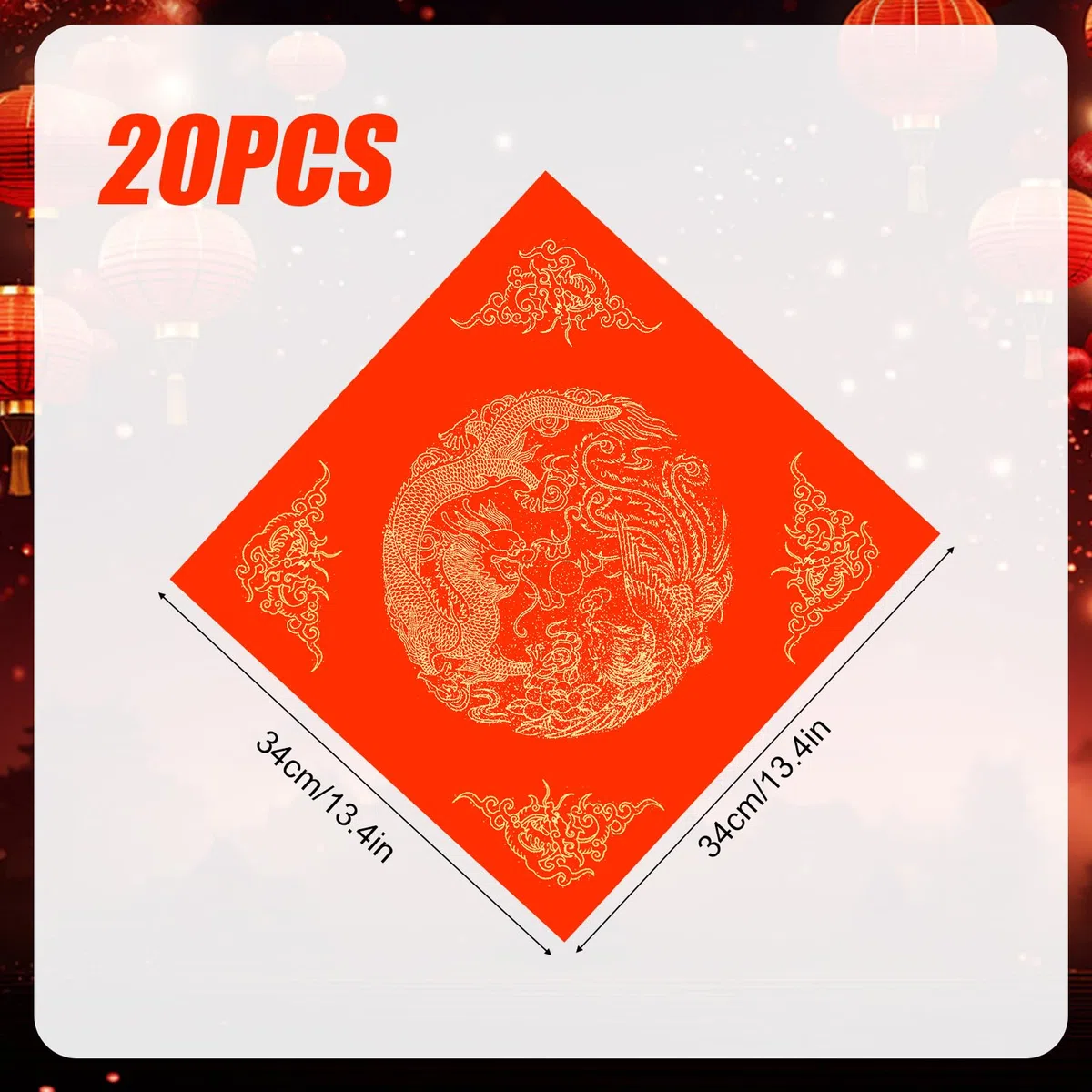 20 Piezas de Papel Rojo Chino, Papel Xuan Rojo Papel Rojo de Caligrafía China Papel de Arroz Rojo Cuadrado Papel de Copla Chino para Decoración de Año Nuevo Chino