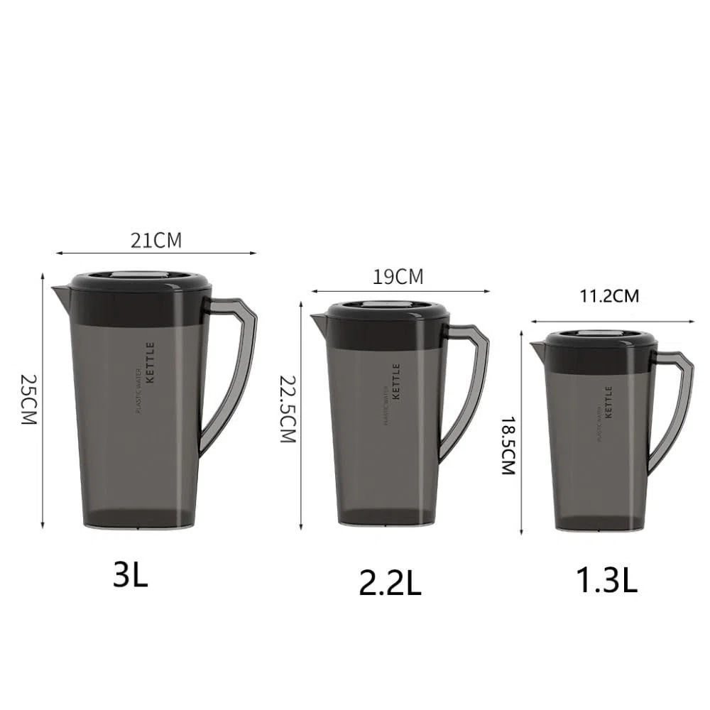 Jarra de gran capacidad de 1,3 l/2,2 l/3 l, plástico PP resistente al calor y a las caídas, hervidor de agua fría para jugo, refrigerador, bebidas de verano (3 L, blanco)