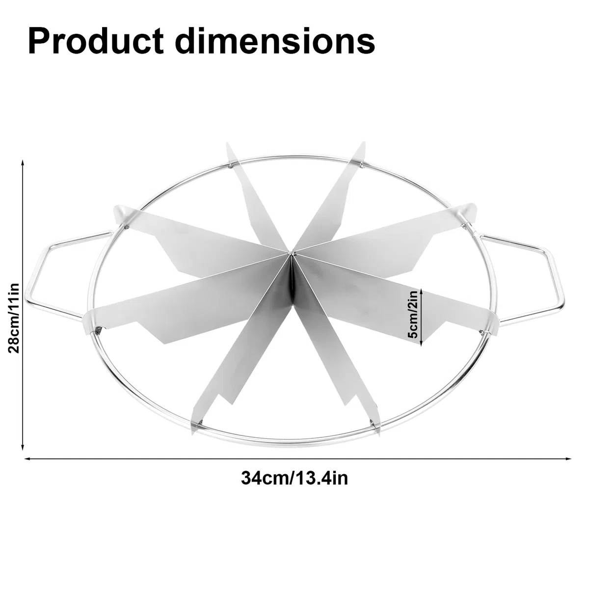 Cortador de Pastel de 8 Rebanadas, Divisor Redondo Acero Inoxidable con Asas Laterales Ideal para Porciones Uniformes en Panaderías y Uso Doméstico