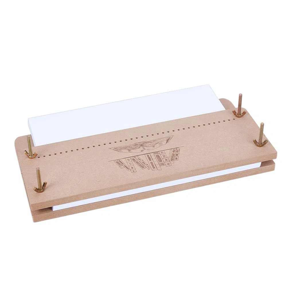 OLYCRAFT Herramientas de prensa de libros de madera, herramientas espaciadoras de encuadernación, herramientas rectangulares de madera para encuadernación, libro de prensa portátil de libros de madera