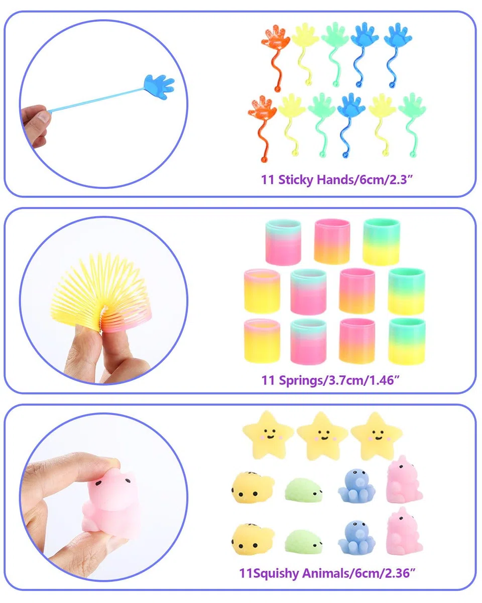 LEAZZLE Juego de regalos de cumpleaños infantiles, 132 unidades, regalo de cumpleaños infantil, relleno de piñata, regalo de cumpleaños, regalo de Pascua, Halloween, Navidad, CPT-132