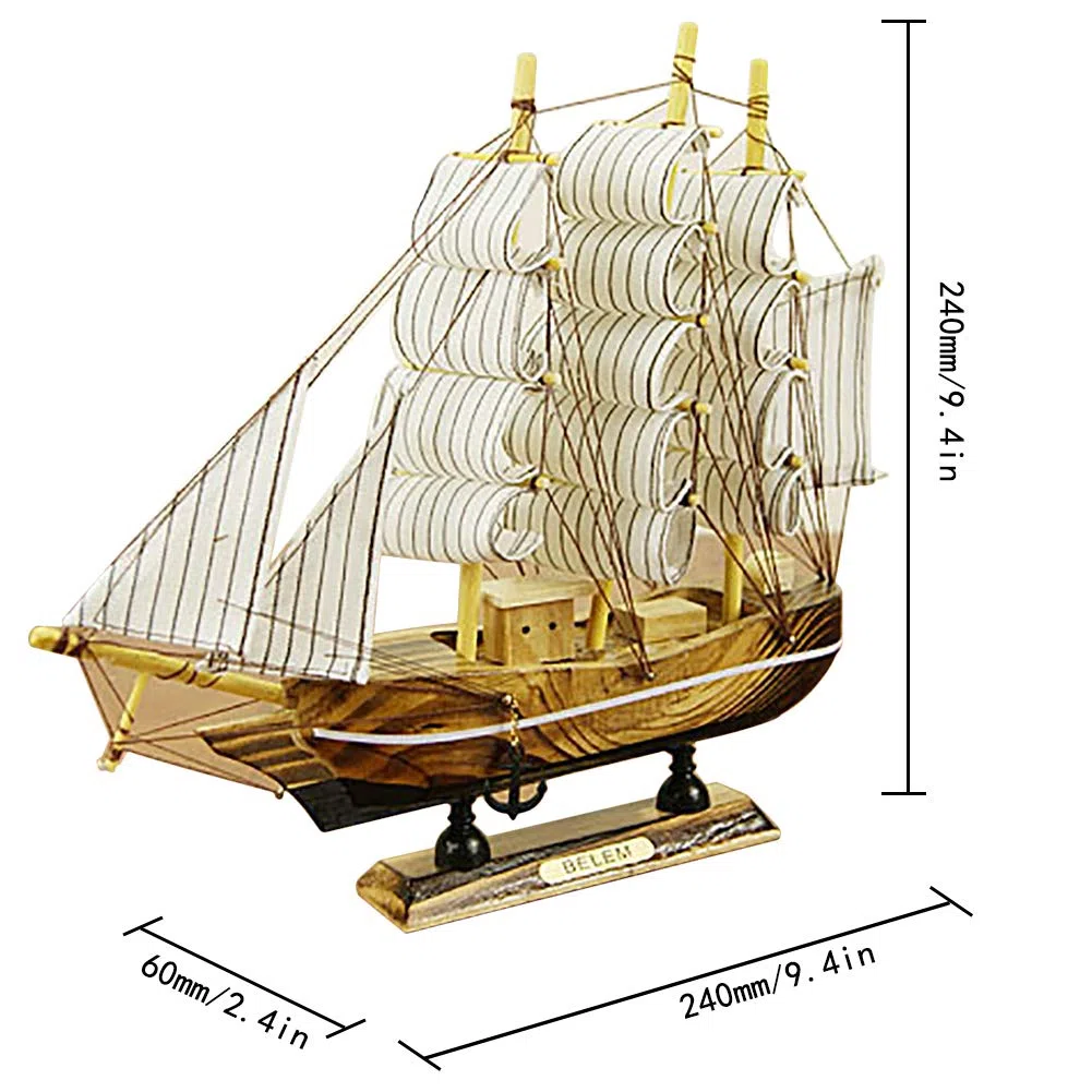 Comtervi - de Vela Marítimo Decorativo de Madera, Decoración Marinera, de Pesca, Vela de Madera, Modelo 24 x 6 x 24 cm