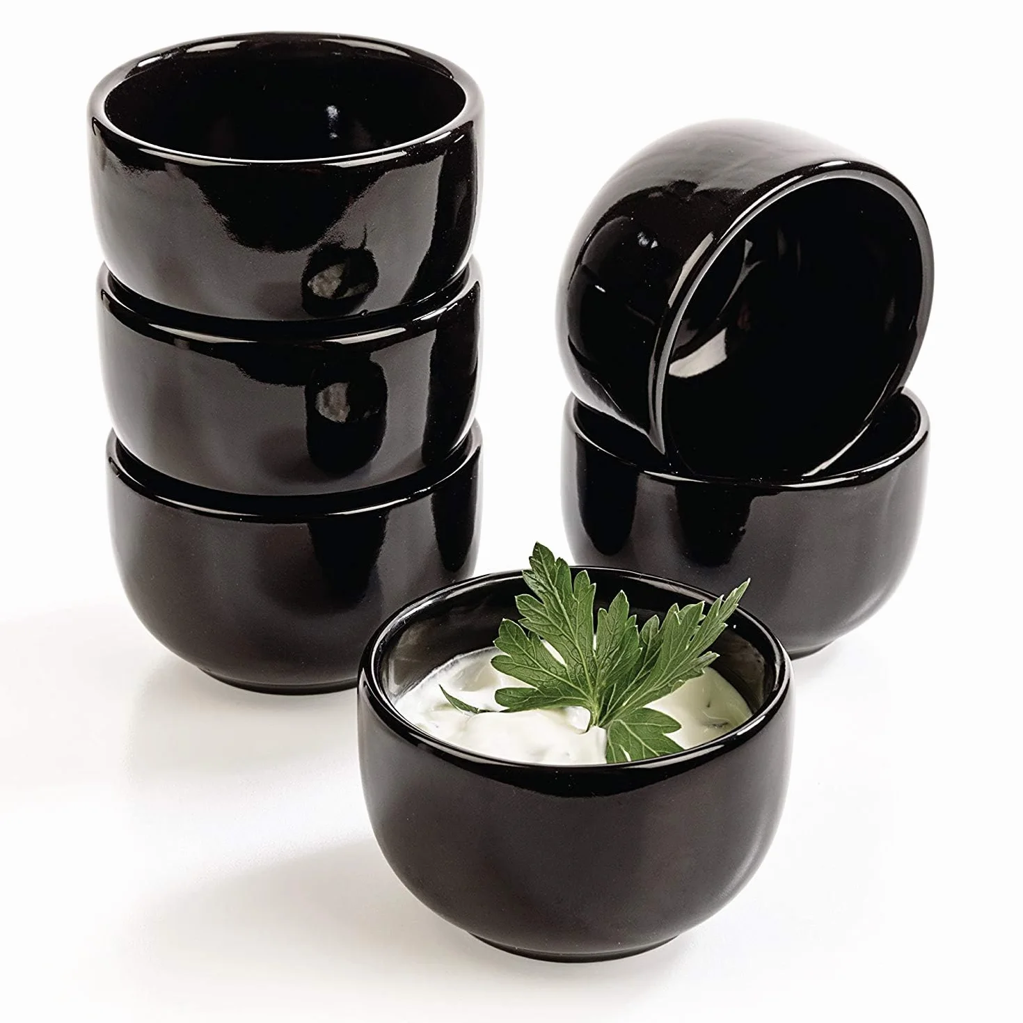 Urban Lifestyle cuencos para salsas set de 6 Kuro negro cuencos pequeños Ø 6 x 4 cm gres cuencos aperitivos cuencos sushi y cuencos para soja