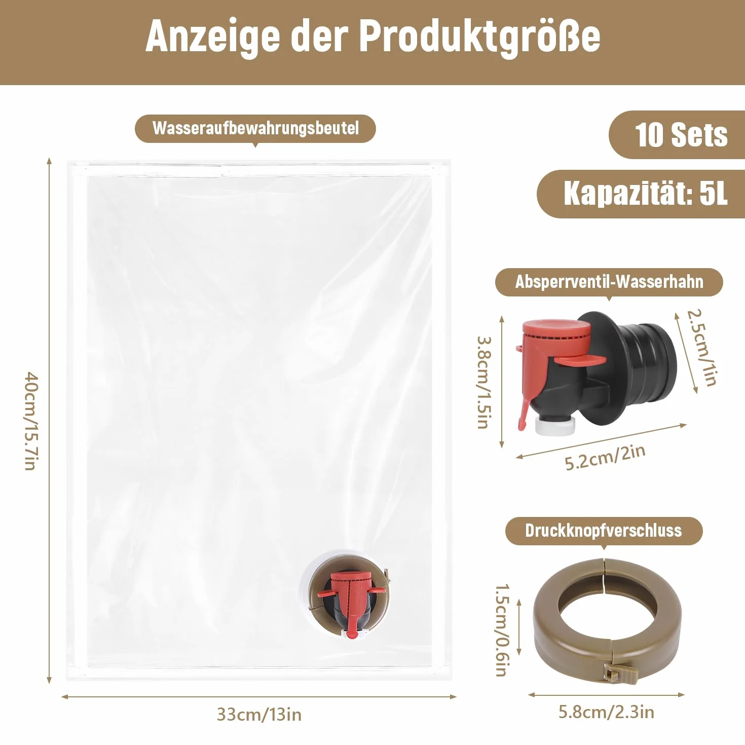 Bag-in-Box Sets Bolsa de 5L 10 Unidades en Caja Reutilizable Rellenable Transparente Adecuado para Contenedores de Bebidas en Caja con Grifo para Picnic Camping Senderismo(5L)