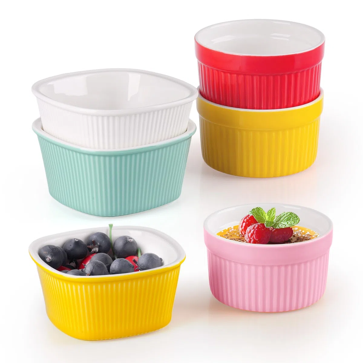 Moldes de cerámica pequeños para souffle para crema brulee, magdalenas, pasteles, soufflés