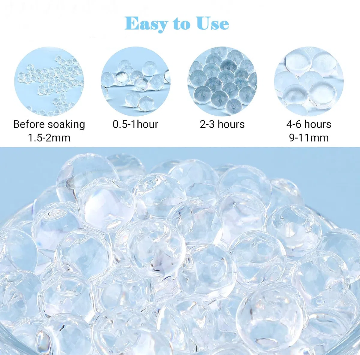 55.000 Perlas de Agua Transparentes para Plantas, Bolas de Gel Transparentes, Bolas de Agua Hidrogel para Jarrón, Decoración, Boda, Cumpleaños, Fiestas, Jardinería, Relleno de Plantas, Flores