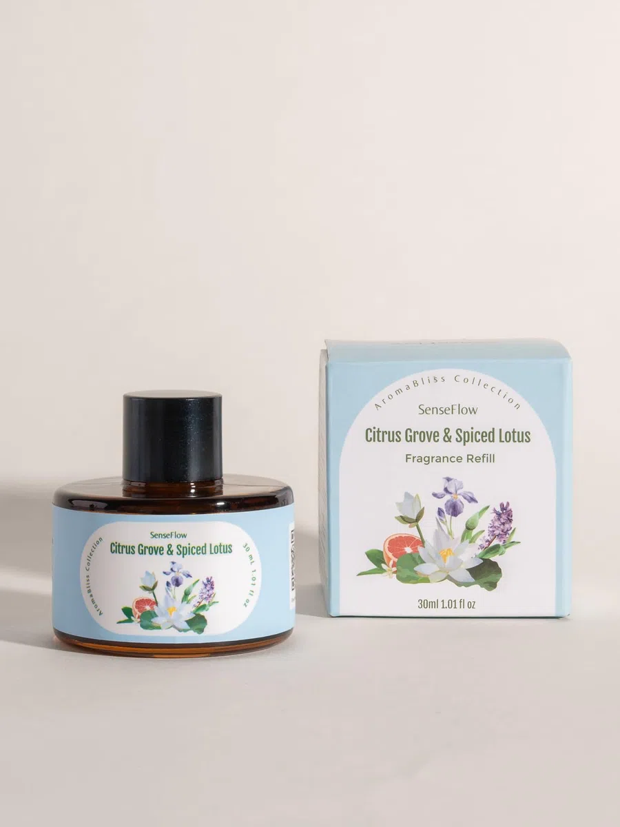 Aceite Esencial para Difusor 30ml, Aceites Aromáticos 100% Puros, Aceite de Aromaterapia de Primera Calidad, Fragancias para el Aire, Relajación - Cítricos y Loto Especiado