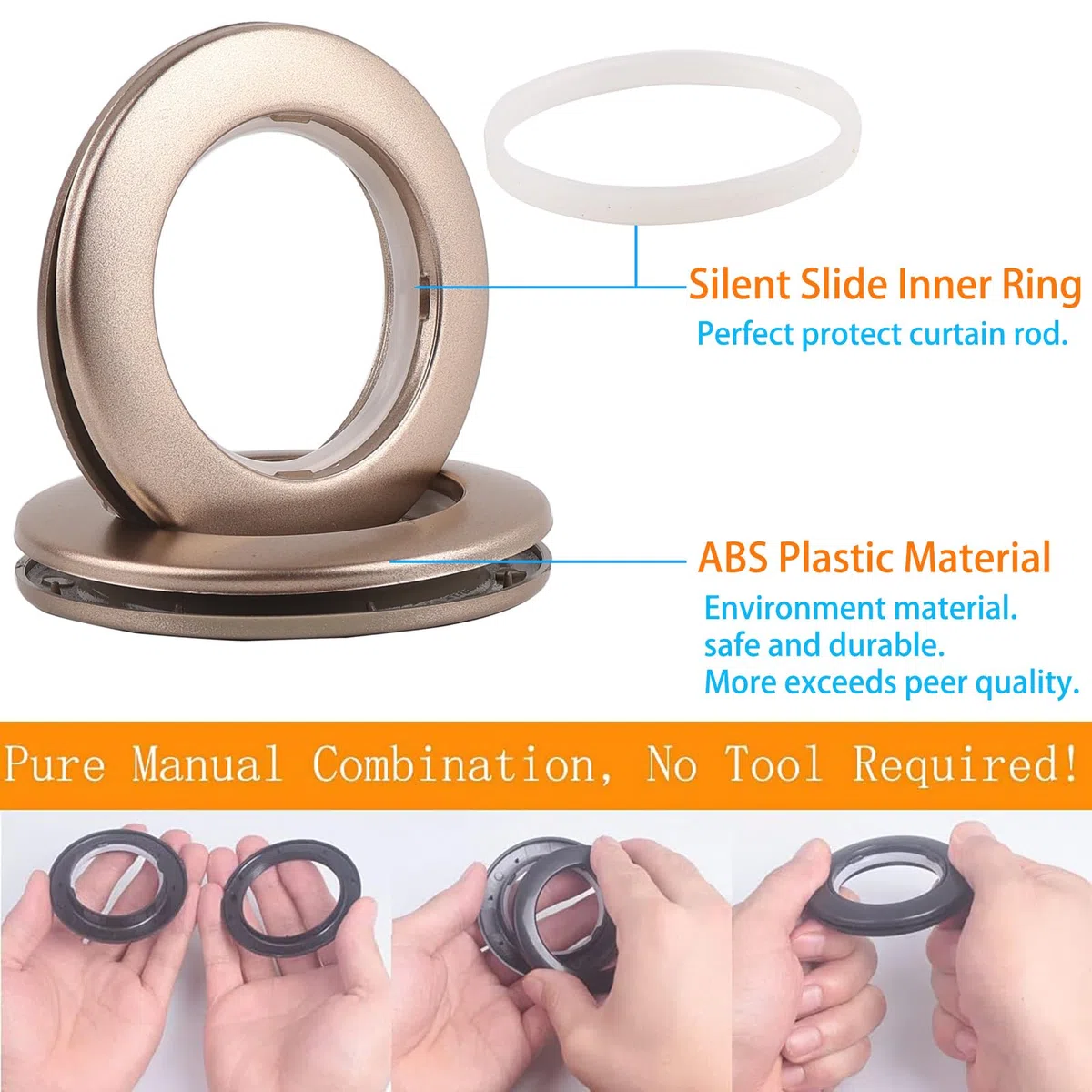 Paquete de 32 Ojales para Cortinas, diámetro Interior 1-9/16" (40 mm) Anillos para Ojales para Cortinas Anillo Romano Ojal para Cortinas Kit para Herramienta de Ojal abatible Accesorio (Café)