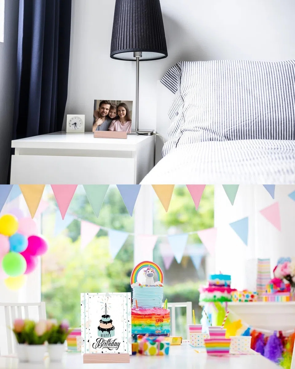 20 Piezas Soportes para Tarjetas de Madera, para números de mesa, para fotos, Rectangular para Visita Boda Banquete Celebración Fiesta