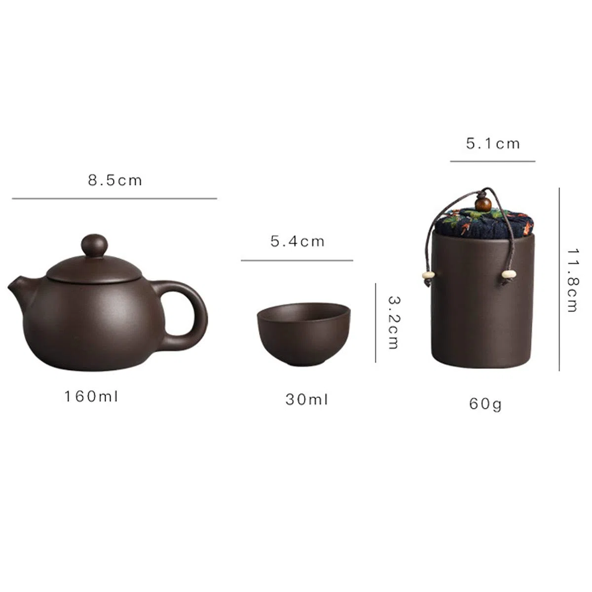 Juego De Té Kungfu Arcilla Morada Juego De Tetera con 1 Tetera + 4 Tazas De Té + 1 Estera De Té + 1 Cubo De Té + Bolsa Protectora Portátil para Té A Granel o Té En Flor