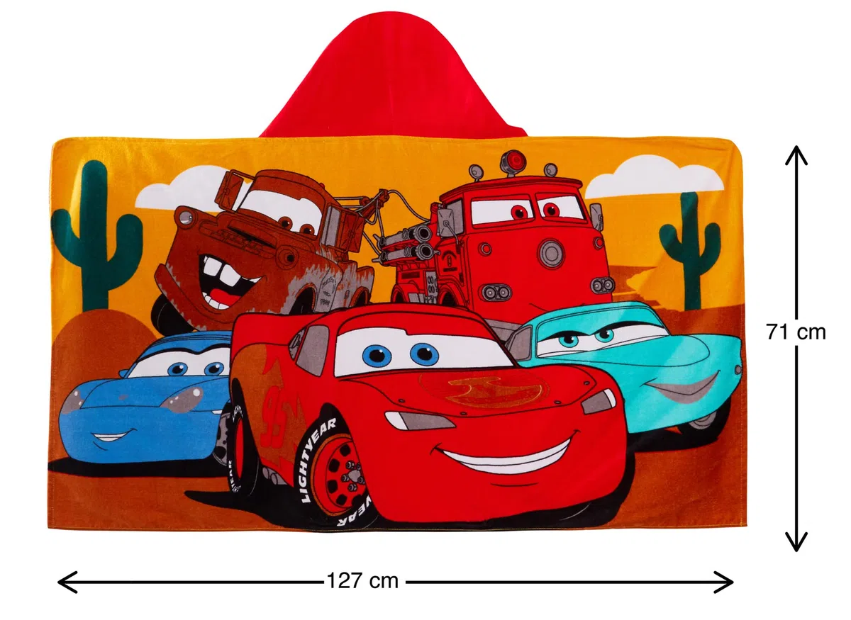 Disney Toalla con capucha de Cars, 100% algodón, para vestir a los niños, Rayo McQueen, Poncho, Toalla de baño de playa, envoltura de natación