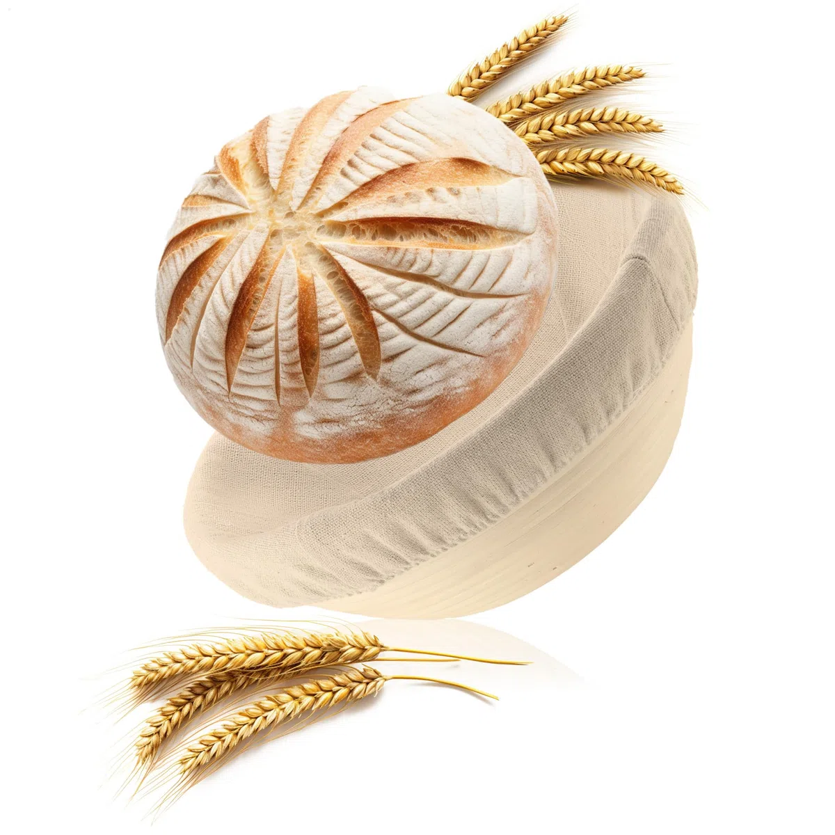 Cesta de fermentación con inserto de lino lavable - cesta de fermentación de mimbre natural - cesta de pan (Cesta de fermentación redonda - 1 pieza)