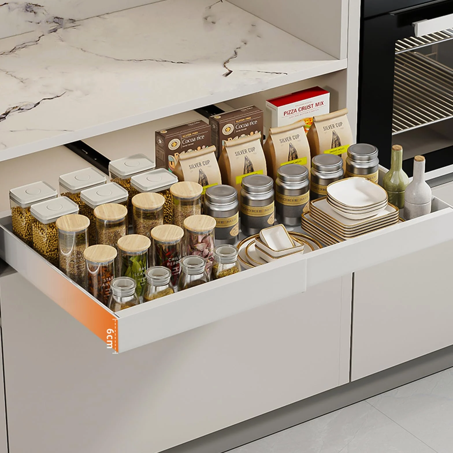 Cajón Telescópico Cajones Extraíbles Para Armario Acero al Carbono Organizadores Bajo Fregadero No Requiere Taladrar ni Clavar de Cocina, Despensa, Baño (Blanco, 1pieza)