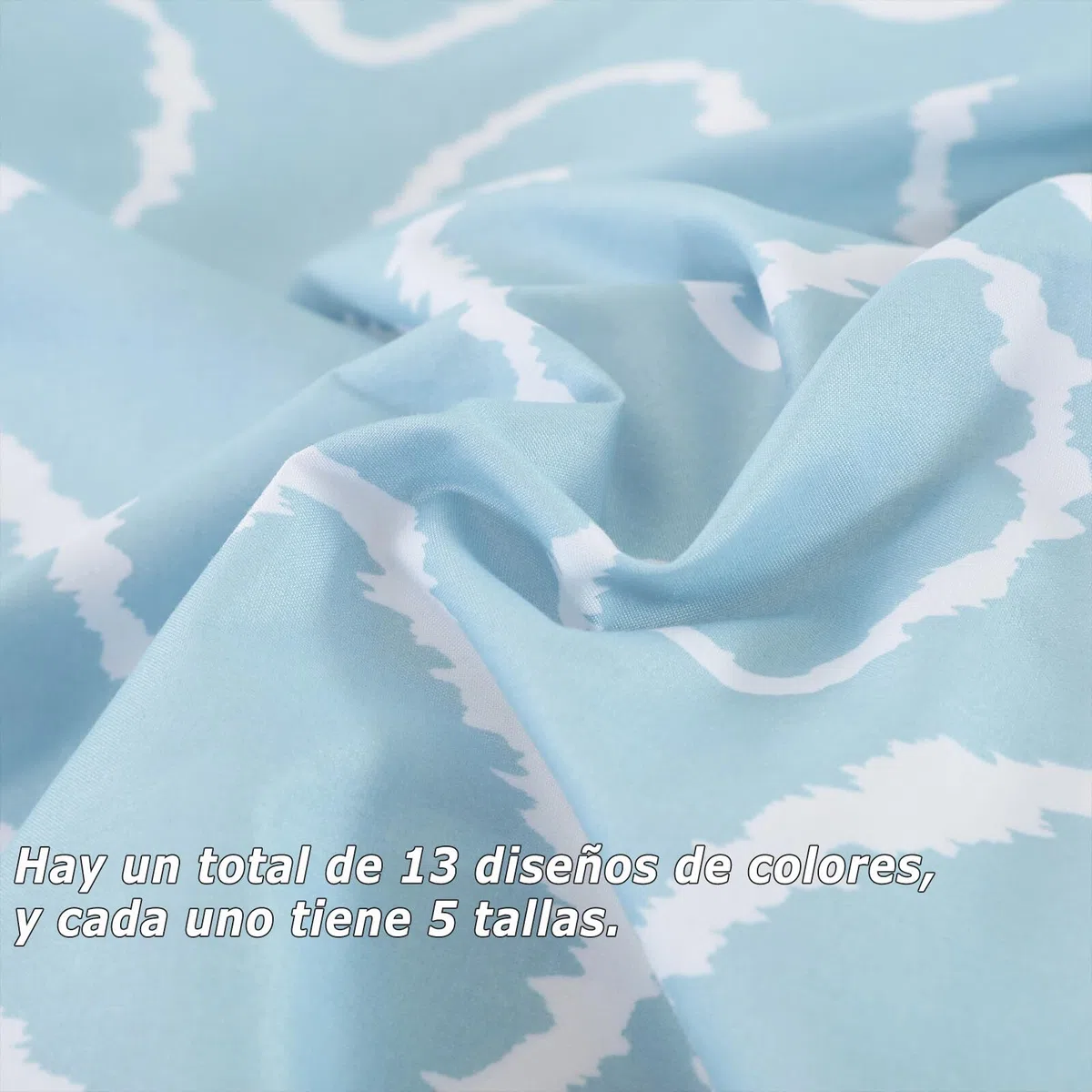 Juego Funda Nórdica 4 Piezas para Cama 135 - Funda Nordica 220x220cm, Bajera 135x200cm, 2 Fundas Almohada 50x75cm, Estampado Círculos Azul Claro, Microfibra Suave Transpirable