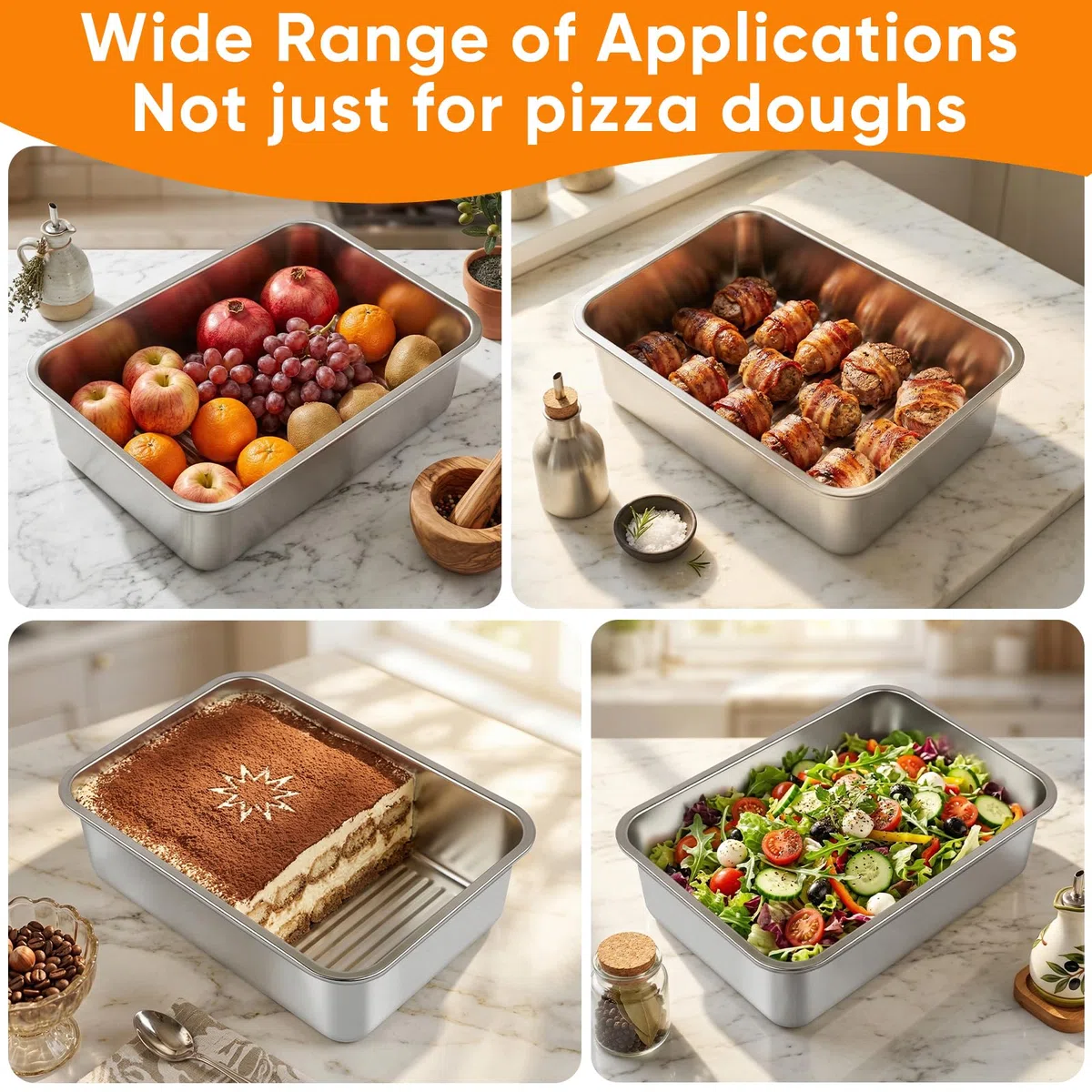 Contenedor para Fermentación de Pizza,Caja para masa con registro de fecha, caja de fermentación de acero inoxidable para masa de pizza, masa madre y masa con levadura para cocina y almacenamiento
