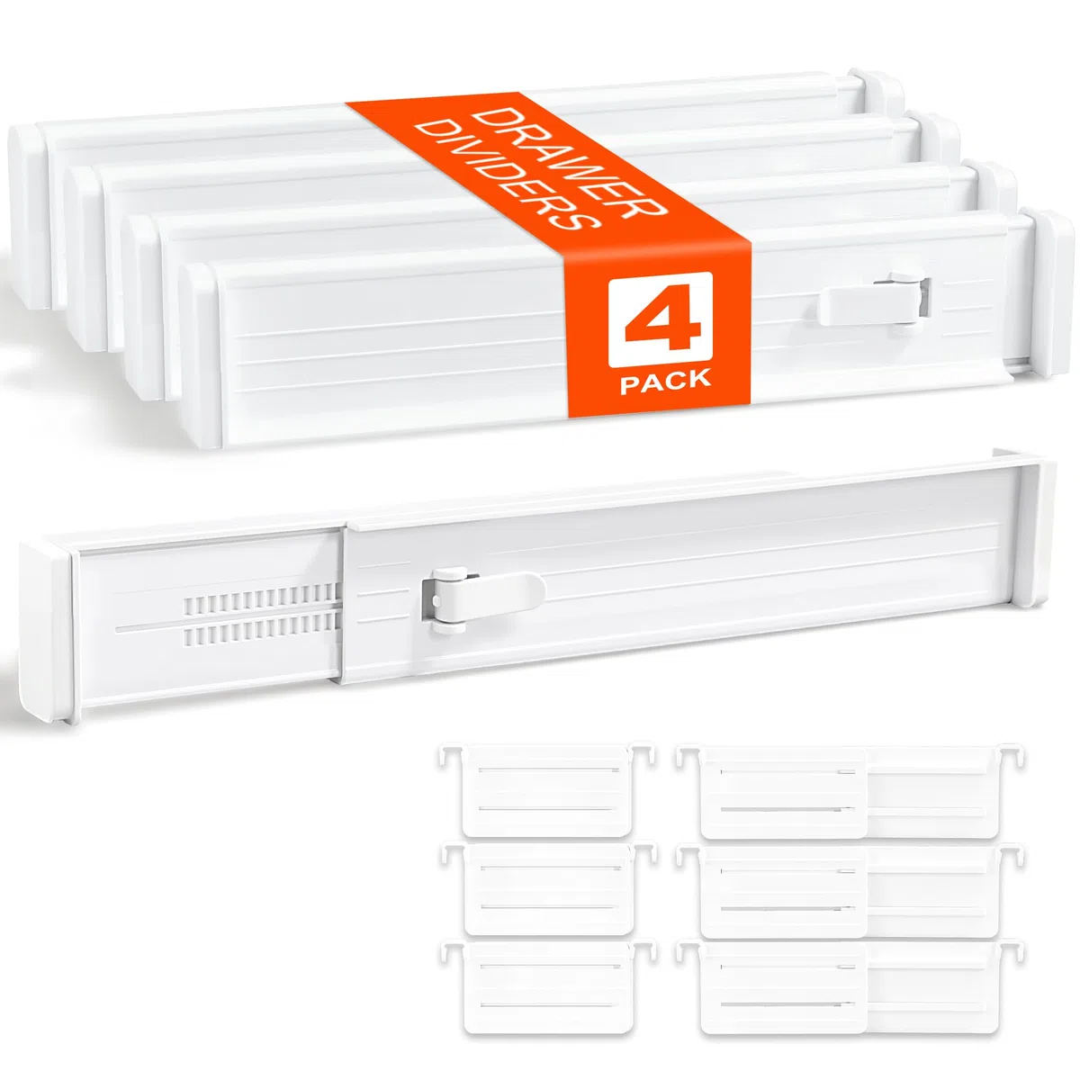 4 Piezas Separador Cajones Ajustable 32.3-59 cm, Divisores Ajustables para Armarios de Ropa, Ajustables Separadores Cajones Plástico para Altura 7 cm para Vestidores, Cocina, Baño, Tocadores