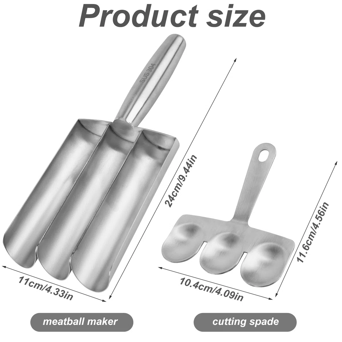 Máquina para Hacer Albóndigas Triple con Pala para Cortar, Fabricante de Albóndigas Herramientas Manuales para Hacer Albóndigas para Sorbete de Masa de Galletas de Cocción Rápida (Tres Tubos)