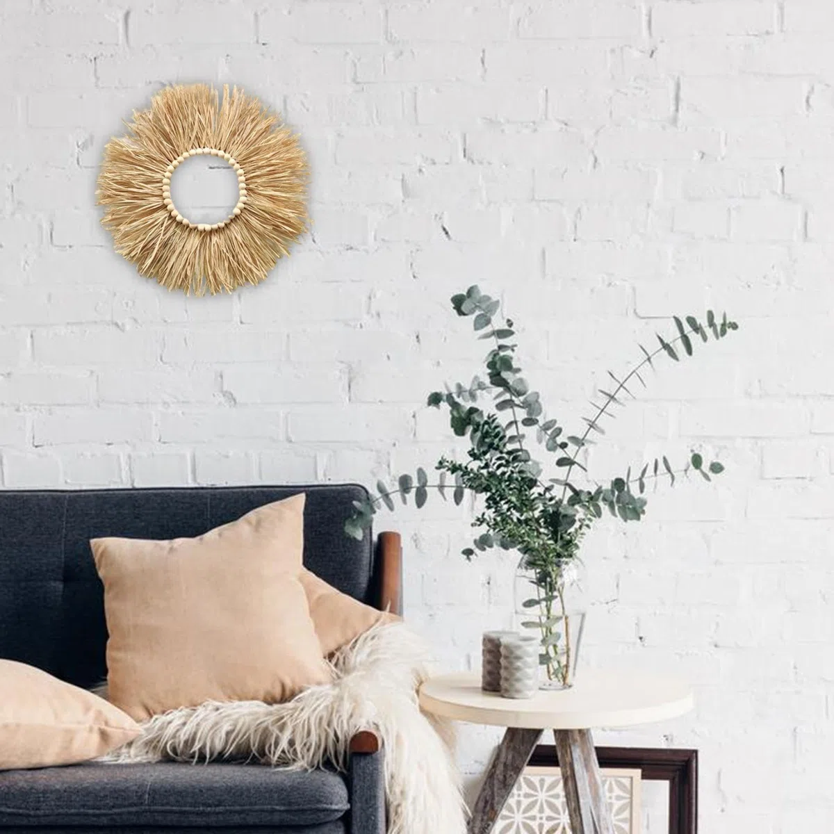 Colgante de macramé boho tejido | Decoración de pared de rafia – Tejido bohemio portátil con aspecto texturizado para colgar en la pared, regalo, amigo del festival