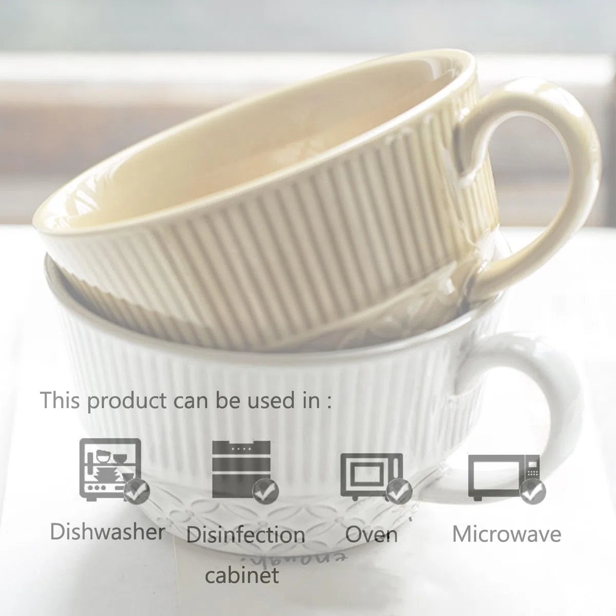 Taza de sopa de cerámica con asa, taza de café de 500 ml, cuenco profundo de cereales para tazón de desayuno, taza de café (azul, 17 onzas)