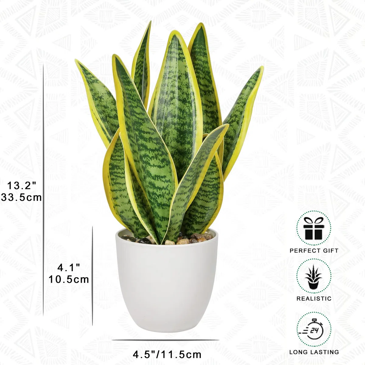 Oairse 31cm Sansevieria Planta Artificial en Maceta de cerámica, pequeña Planta de Interior, Planta de Serpiente Artificial, Plantas Artificiales como verdaderas, baño, Dormitorio