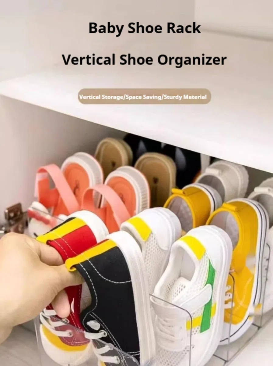 Genérico Zapatero para niños, Paquete de organizadores de Zapatos, Organizador de Zapatos de acrílico, Almacenamiento de Zapatos de 4 Secciones para niños para Entrada de Armario