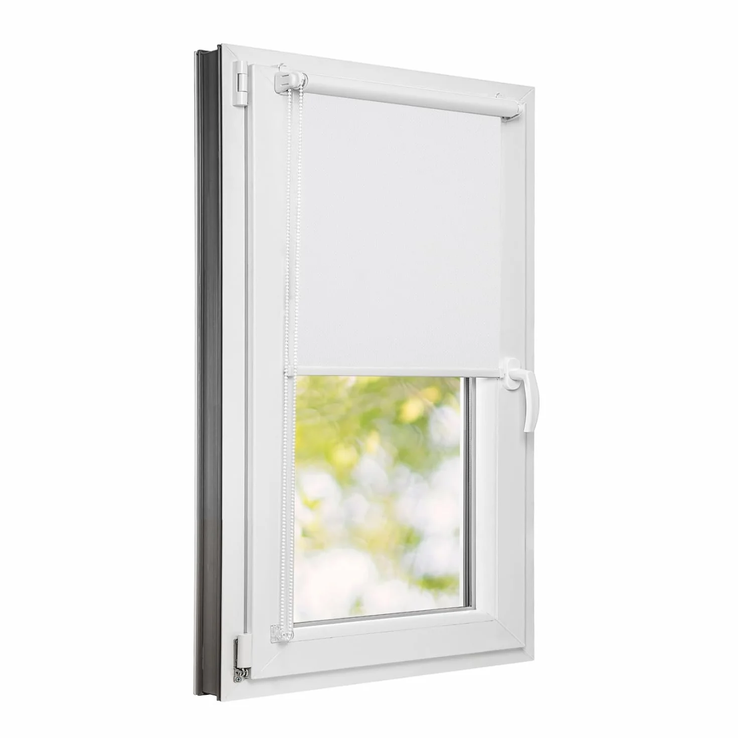 Estika Estor Enrollable sin taladrar - 55 cm x 120 cm - Blanco - instalación con Abrazaderas, Estor para Ventanas de Interior, mampara de privacidad para Ventanas y Puertas de balcón