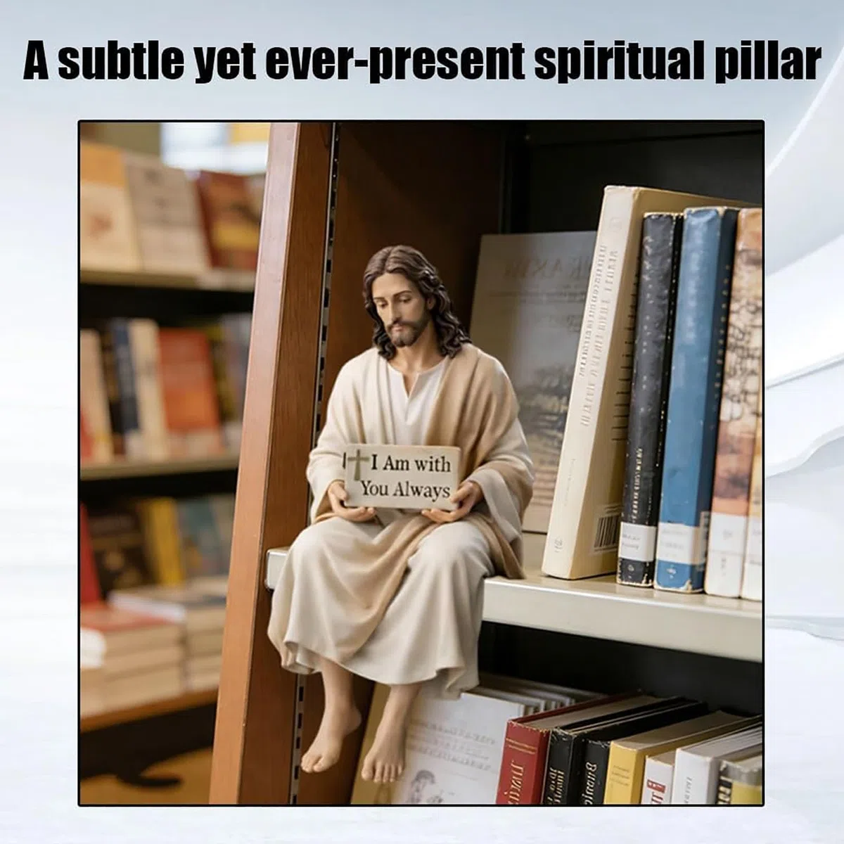 Figura de Resina de Jesús para Escritorio, Estatua de Jesucristo sentada Hecha a Mano, Estatua Decorativa con el Mensaje Siempre Estoy contigo, decoración Religiosa sentada Hecha a Mano (1pc)