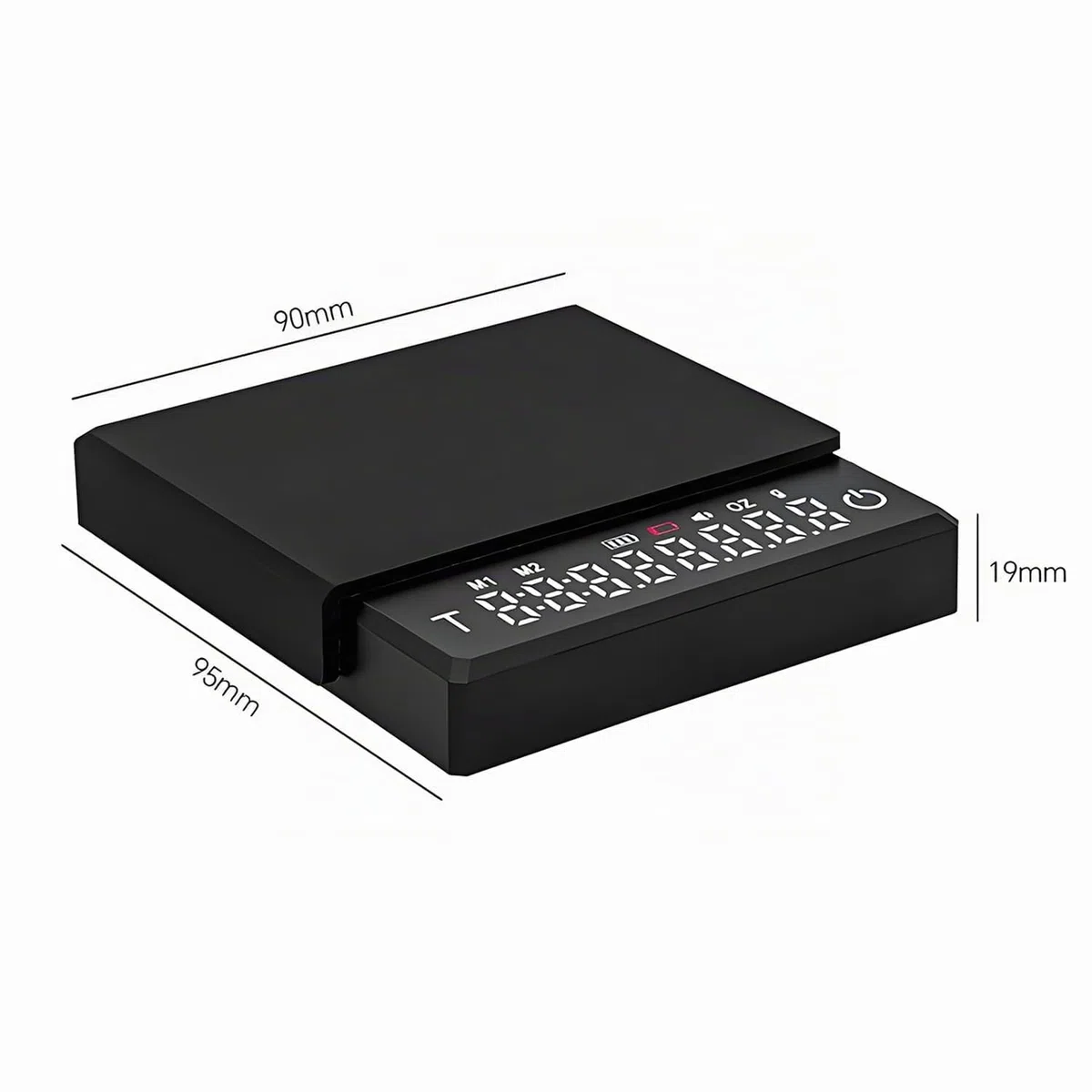 QUMOX Báscula de Café Digital Negra con Temporizador, Modos Inteligentes para Espresso y Pour-Over, Recargable por USB-C, Alta Precisión, Alfombrilla de Silicona Gris Resistente al Calor