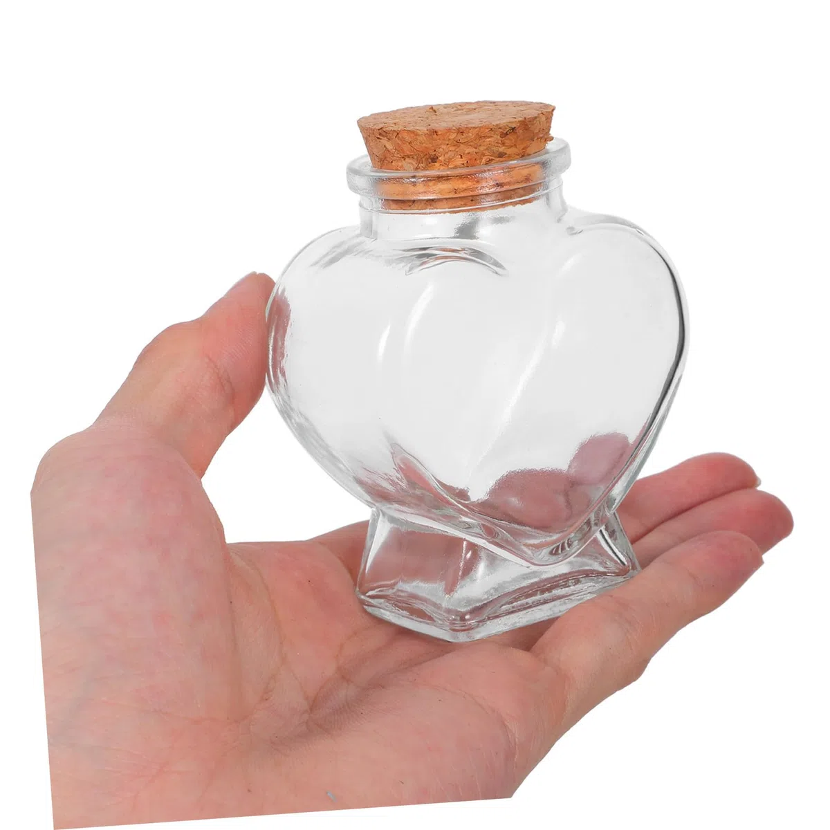 INOOMP Juego de 4 Botellas Deseos Transparentes Forma de Corazón de Vidrio y Tapón de Madera, Fáciles de Transportar Decoración DIY